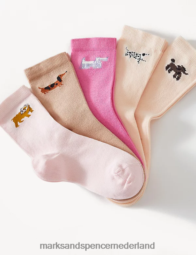 Marks & Spencer kinderen 5 stuks katoenrijke hondensokken multi kleding N8VZP9071