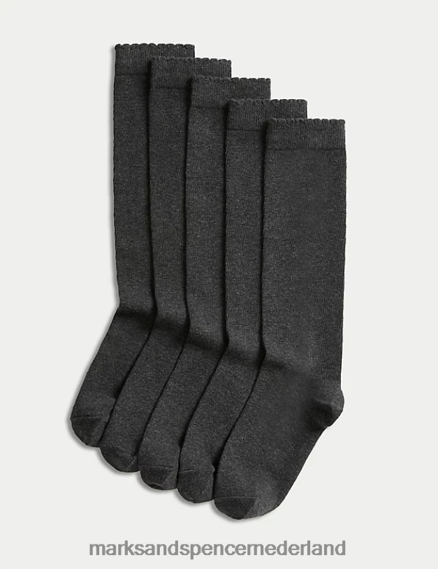 Marks & Spencer kinderen 5 stuks kniekousen grijs kleding N8VZP9377