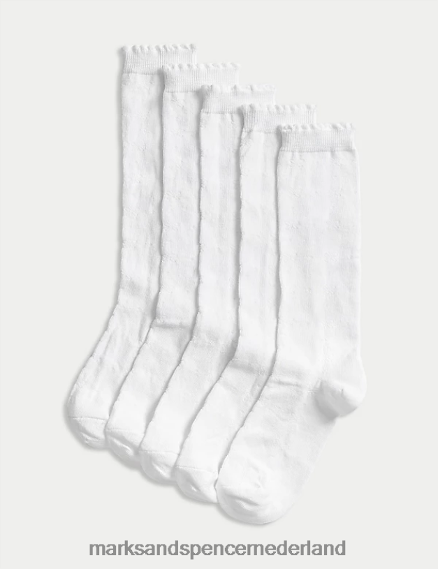 Marks & Spencer kinderen 5 stuks vlinderkniekousen wit kleding N8VZP9709