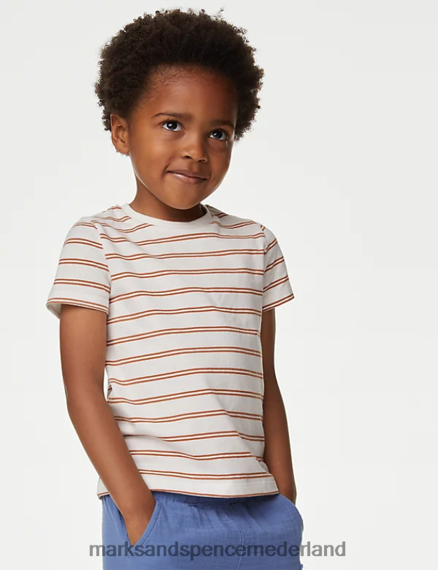 Marks & Spencer kinderen 2-delige set van puur katoenen overhemd en t-shirt steen kleding N8VZP8184