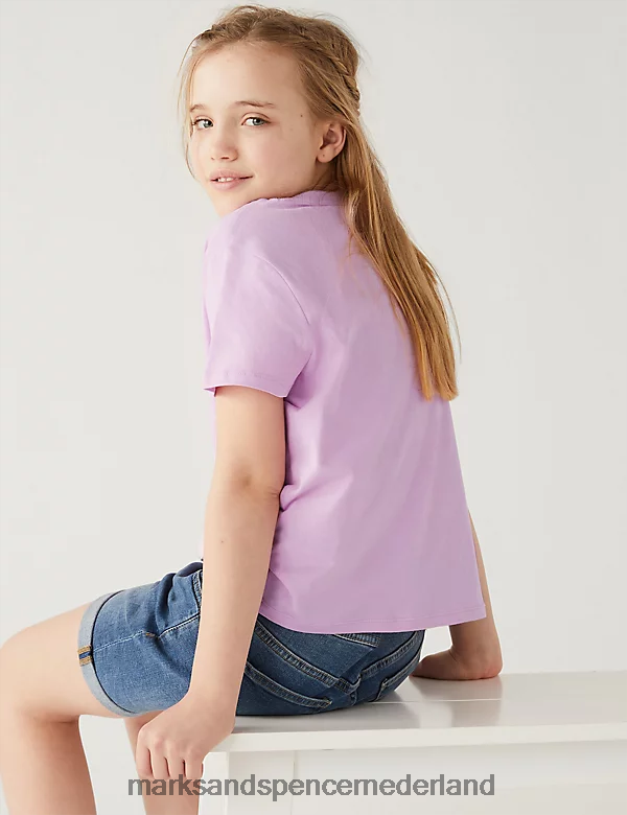 Marks & Spencer kinderen 4 stuks puur katoenen geborduurde palmt-shirts multi kleding N8VZP9739