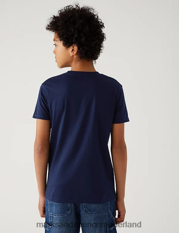 Marks & Spencer kinderen T-shirt voor gameconsole van puur katoen marine kleding N8VZP8284