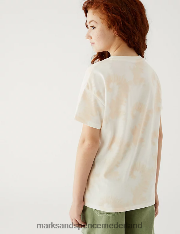 Marks & Spencer kinderen Tie-dye vlinder-T-shirt van puur katoen ivoor kleding N8VZP9894