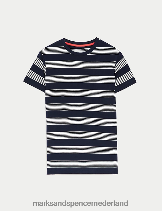 Marks & Spencer kinderen gestreept t-shirt van puur katoen marine kleding N8VZP8611