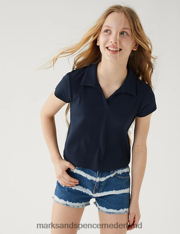 Marks & Spencer kinderen katoenrijk geribbeld t-shirt marine kleding N8VZP9965