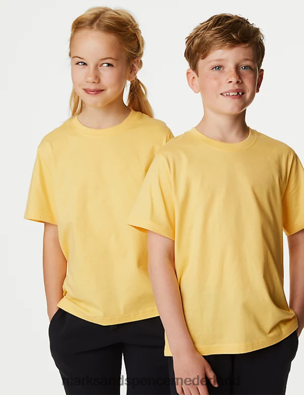 Marks & Spencer kinderen puur katoenen t-shirt geel kleding N8VZP8518