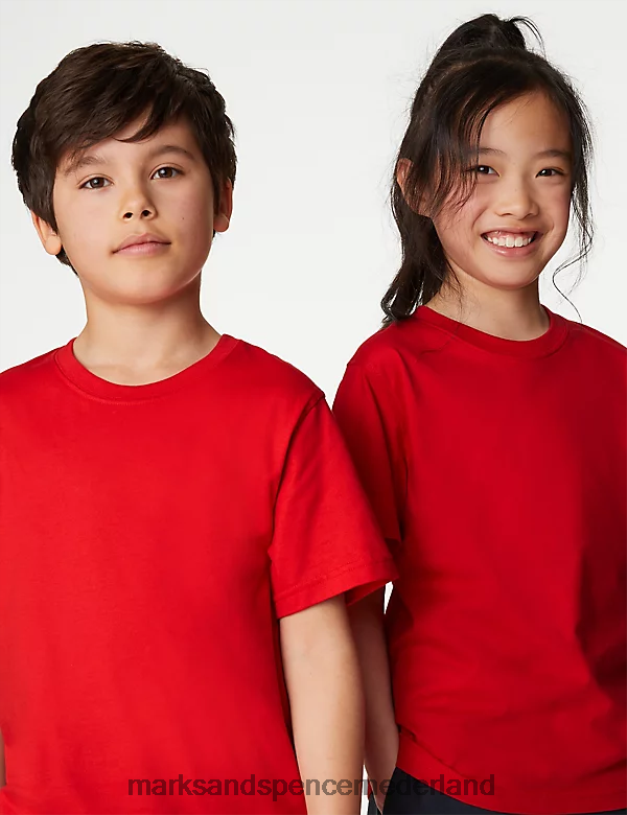 Marks & Spencer kinderen school-T-shirt van puur katoen rood kleding N8VZP7899