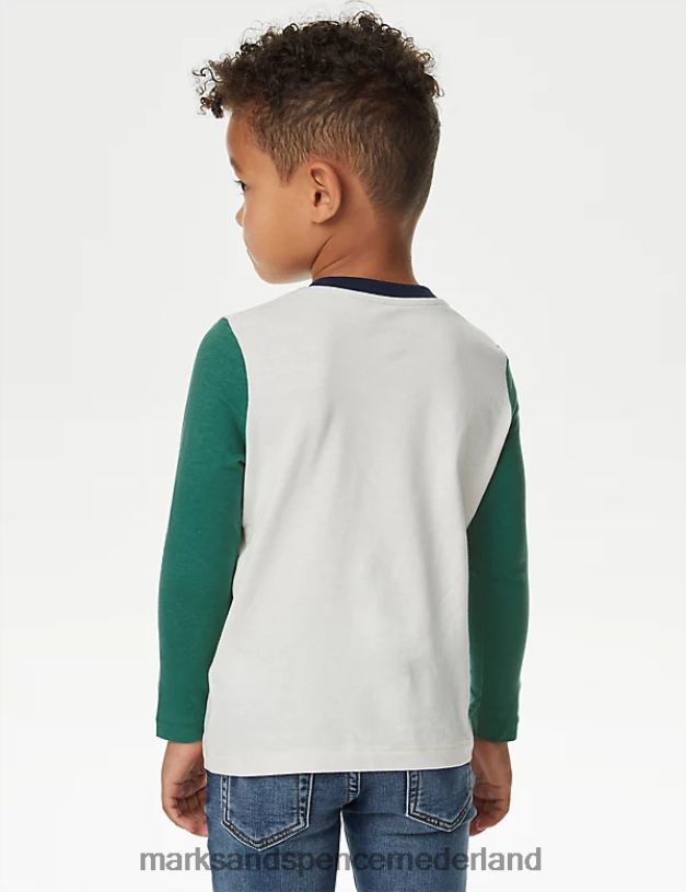 Marks & Spencer kinderen 2 stuks katoenrijke tops met kleurblokken multi kleding N8VZP7842