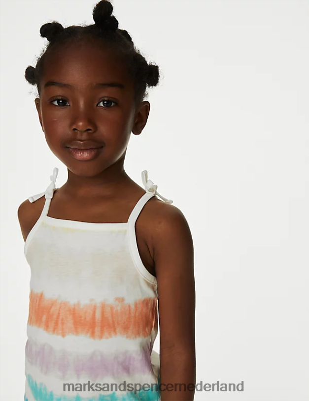 Marks & Spencer kinderen 2 stuks puur katoenen cami-topjes met patroon multi kleding N8VZP9482