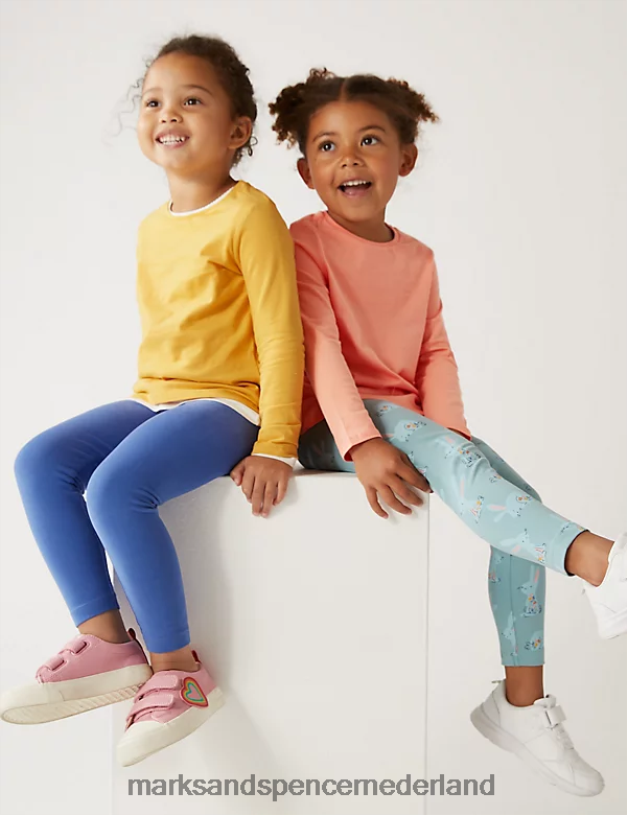 Marks & Spencer kinderen 5 stuks puur katoenen konijntjes en effen tops multi kleding N8VZP9384