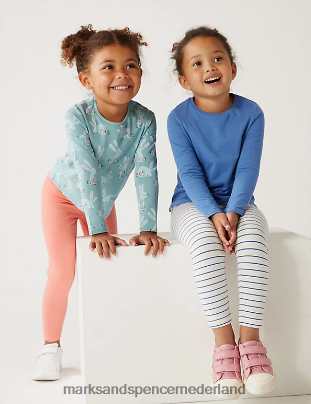 Marks & Spencer kinderen 5 stuks puur katoenen konijntjes en effen tops multi kleding N8VZP9384