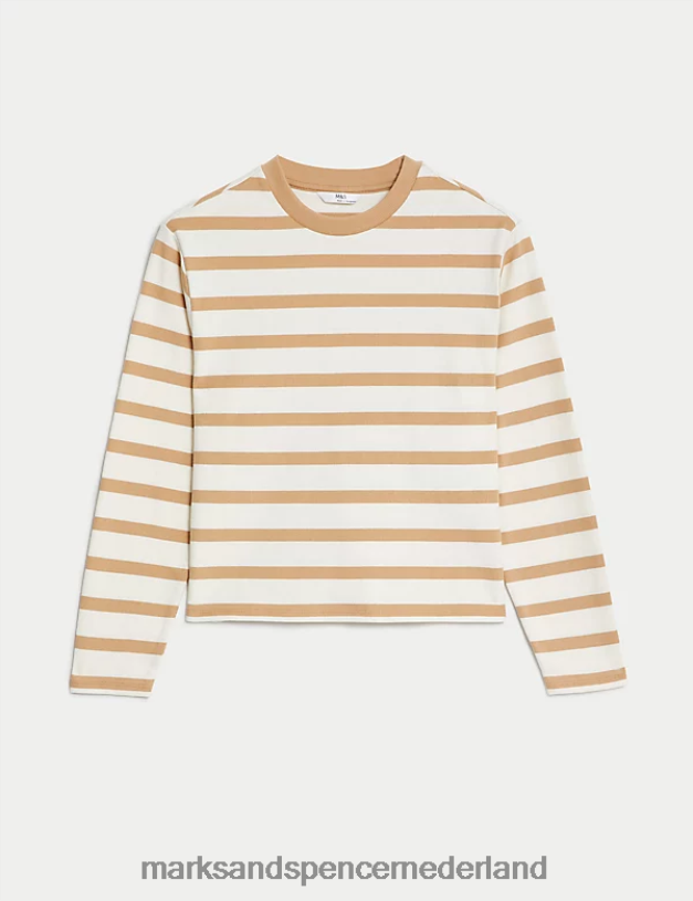 Marks & Spencer kinderen Gestreept topje van puur katoen bruin mengsel kleding N8VZP9287