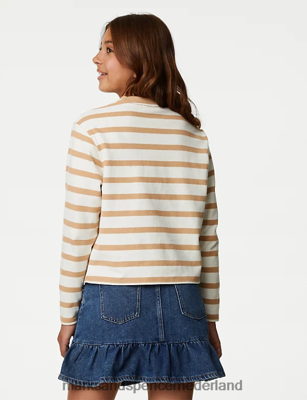 Marks & Spencer kinderen Gestreept topje van puur katoen bruin mengsel kleding N8VZP9287