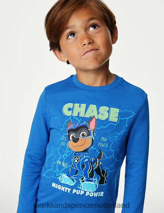 Marks & Spencer kinderen Pootpatrouilletopje van puur katoen blauw kleding N8VZP8255