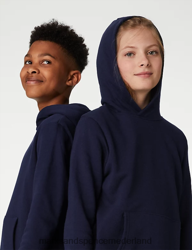 Marks & Spencer kinderen katoenrijk sweatshirt met capuchon marine kleding N8VZP8998