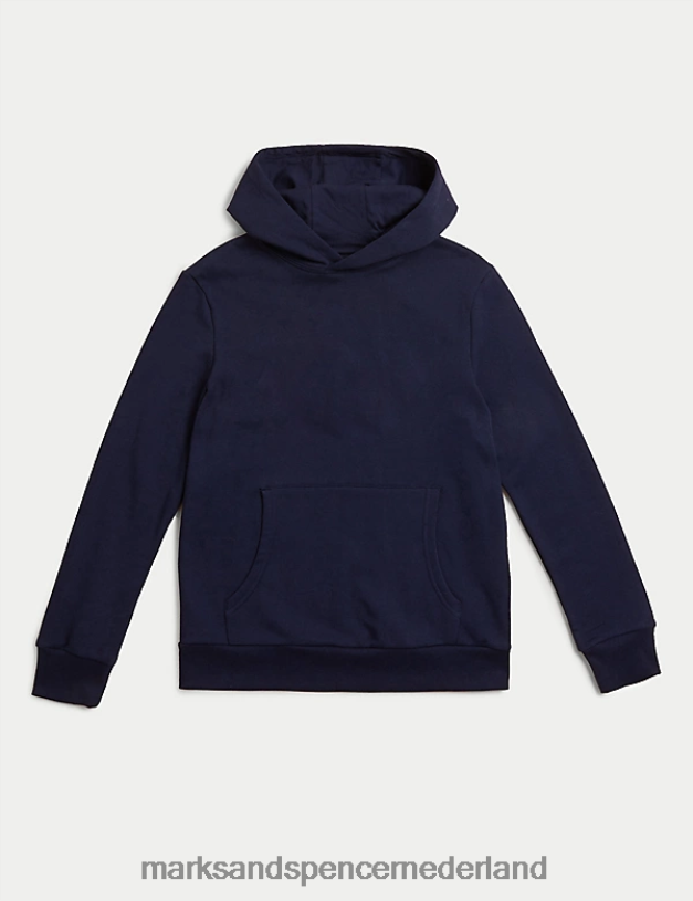 Marks & Spencer kinderen katoenrijk sweatshirt met capuchon marine kleding N8VZP8998