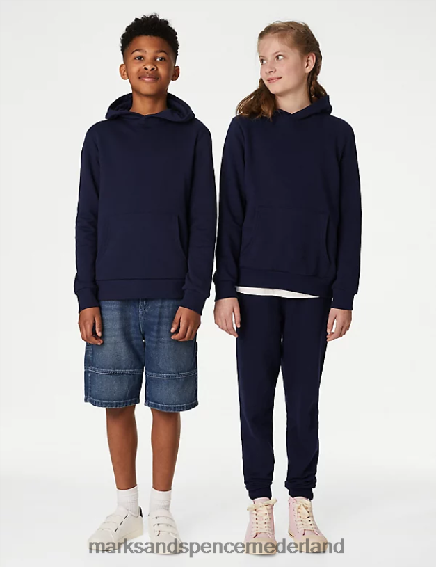 Marks & Spencer kinderen katoenrijk sweatshirt met capuchon marine kleding N8VZP8998