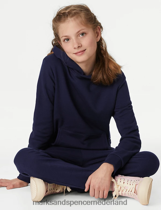 Marks & Spencer kinderen katoenrijk sweatshirt met capuchon marine kleding N8VZP8998