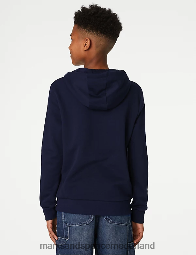 Marks & Spencer kinderen katoenrijk sweatshirt met capuchon marine kleding N8VZP8998