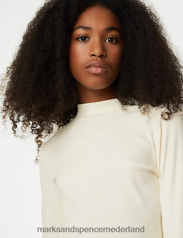 Marks & Spencer kinderen katoenrijke geribde top ivoor kleding N8VZP9192