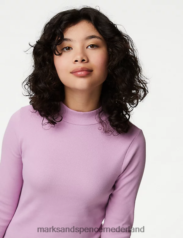 Marks & Spencer kinderen katoenrijke geribde top roze kleding N8VZP9464