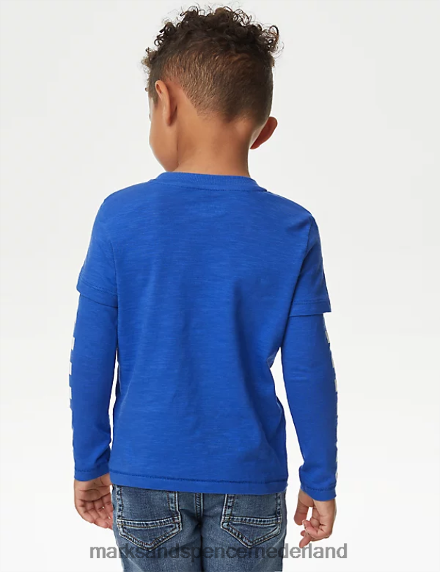 Marks & Spencer kinderen motortop van puur katoen blauw mengsel kleding N8VZP7834