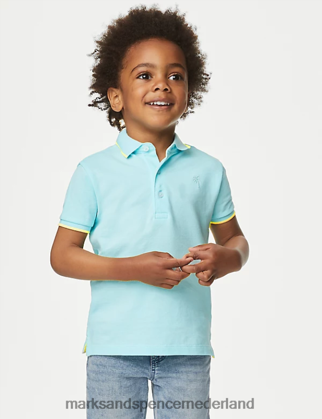 Marks & Spencer kinderen poloshirt van puur katoen aquatisch kleding N8VZP8246