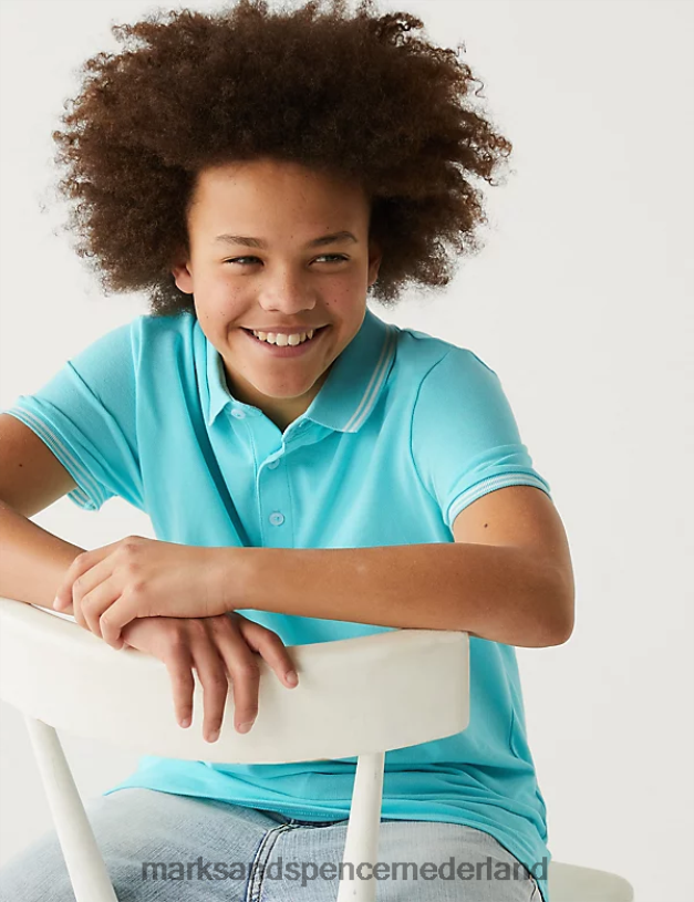Marks & Spencer kinderen poloshirt van puur katoen aquatisch kleding N8VZP8883