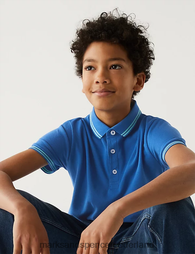 Marks & Spencer kinderen poloshirt van puur katoen helderblauw kleding N8VZP8882