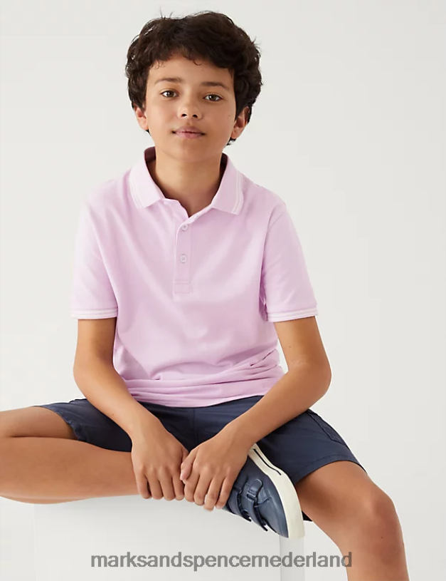 Marks & Spencer kinderen poloshirt van puur katoen koel roze kleding N8VZP8609