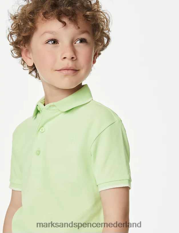 Marks & Spencer kinderen poloshirt van puur katoen lichte appel kleding N8VZP8248