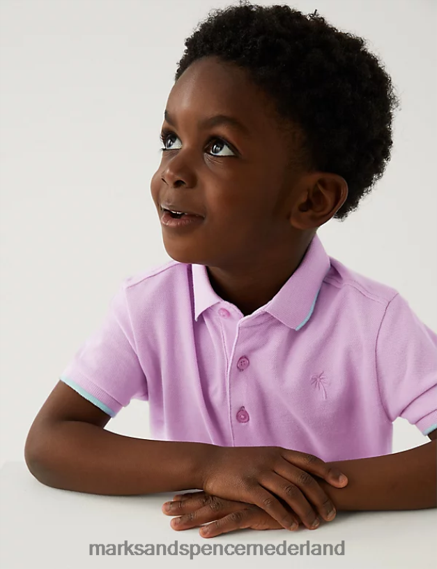 Marks & Spencer kinderen poloshirt van puur katoen roze kleding N8VZP8251