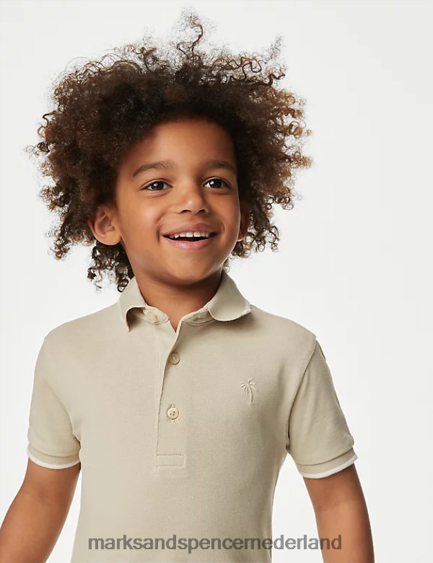 Marks & Spencer kinderen poloshirt van puur katoen steen kleding N8VZP8250