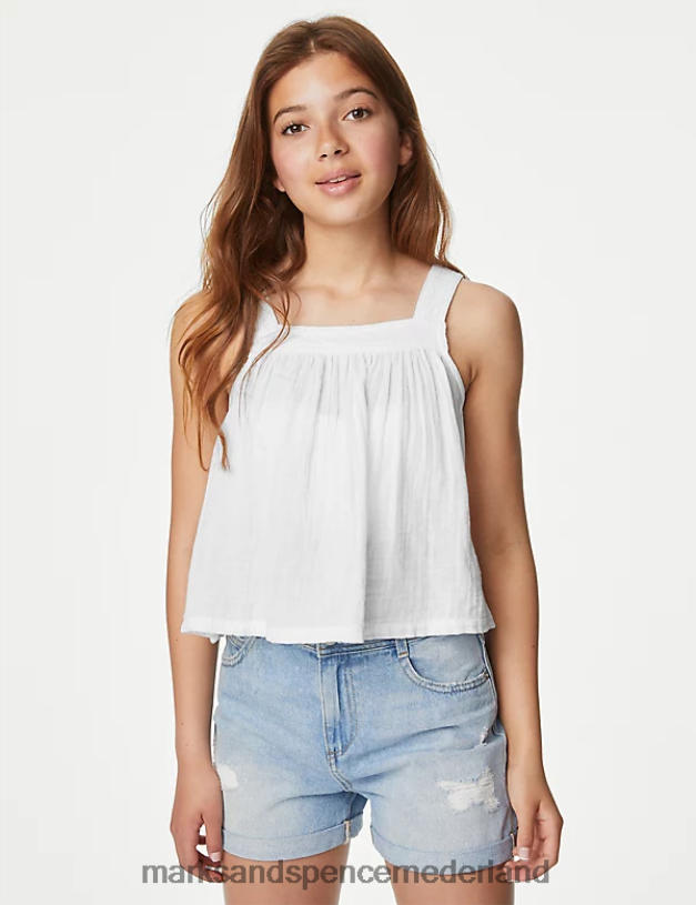 Marks & Spencer kinderen puur katoenen vest ivoor kleding N8VZP8688