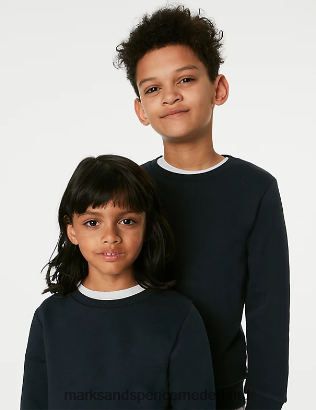 Marks & Spencer kinderen 2 stuks katoenrijke schoolsweatshirts marine kleding N8VZP8046
