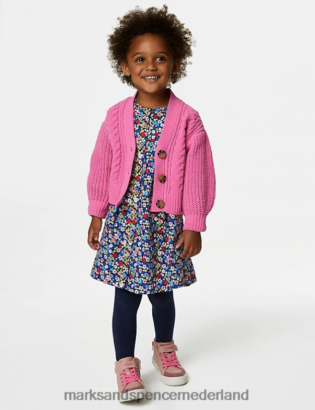 Marks & Spencer kinderen gebreid vest roze kleding N8VZP8838