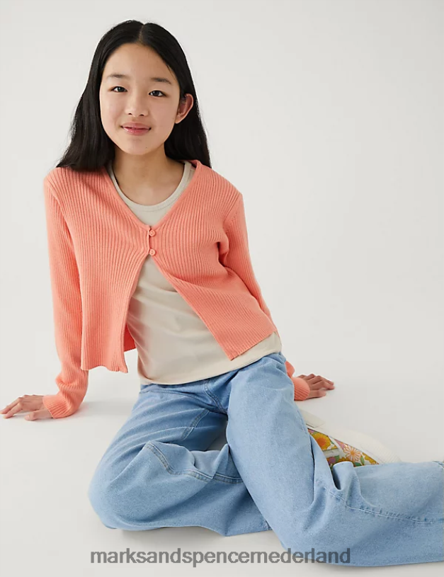 Marks & Spencer kinderen geribd vest oranje kleding N8VZP9813