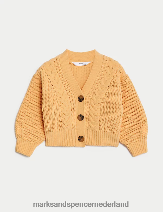 Marks & Spencer kinderen grof gebreid vest lichte abrikoos kleding N8VZP9163