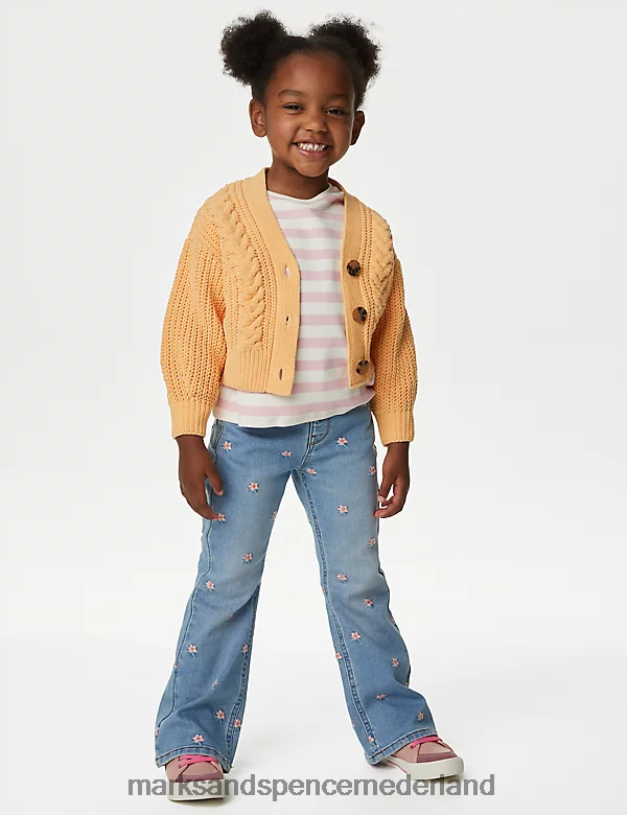 Marks & Spencer kinderen grof gebreid vest lichte abrikoos kleding N8VZP9163