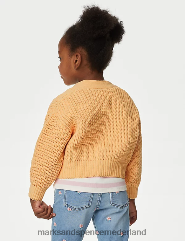 Marks & Spencer kinderen grof gebreid vest lichte abrikoos kleding N8VZP9163