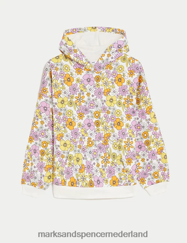 Marks & Spencer kinderen katoenen hoodie met bloemenprint multi kleding N8VZP9054