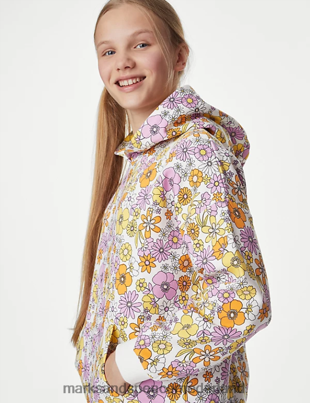 Marks & Spencer kinderen katoenen hoodie met bloemenprint multi kleding N8VZP9054