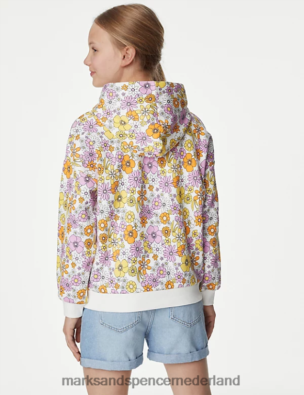 Marks & Spencer kinderen katoenen hoodie met bloemenprint multi kleding N8VZP9054