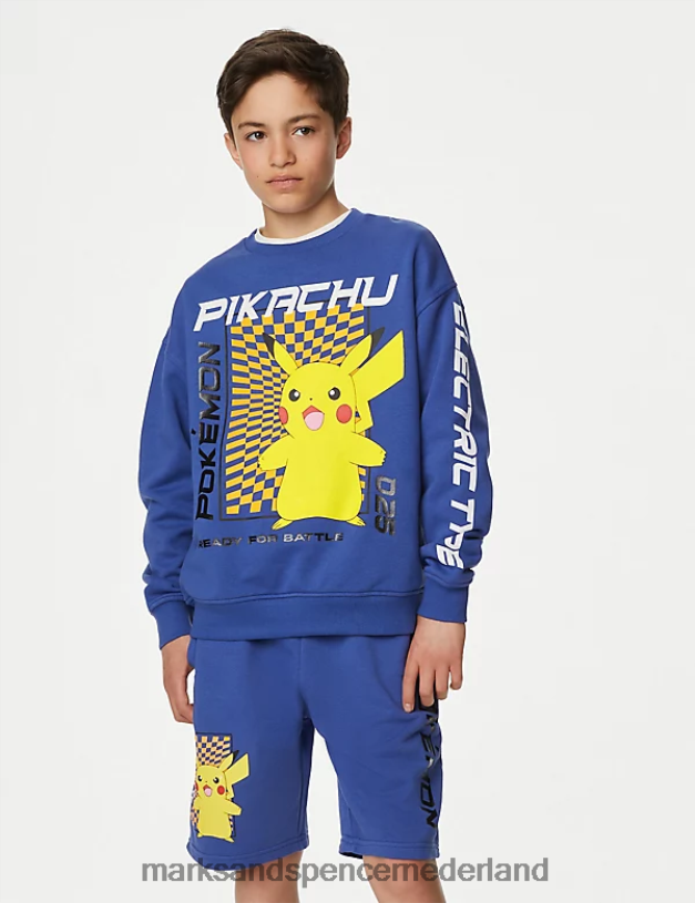 Marks & Spencer kinderen katoenrijk Pokemon-sweatshirt blauw kleding N8VZP8468