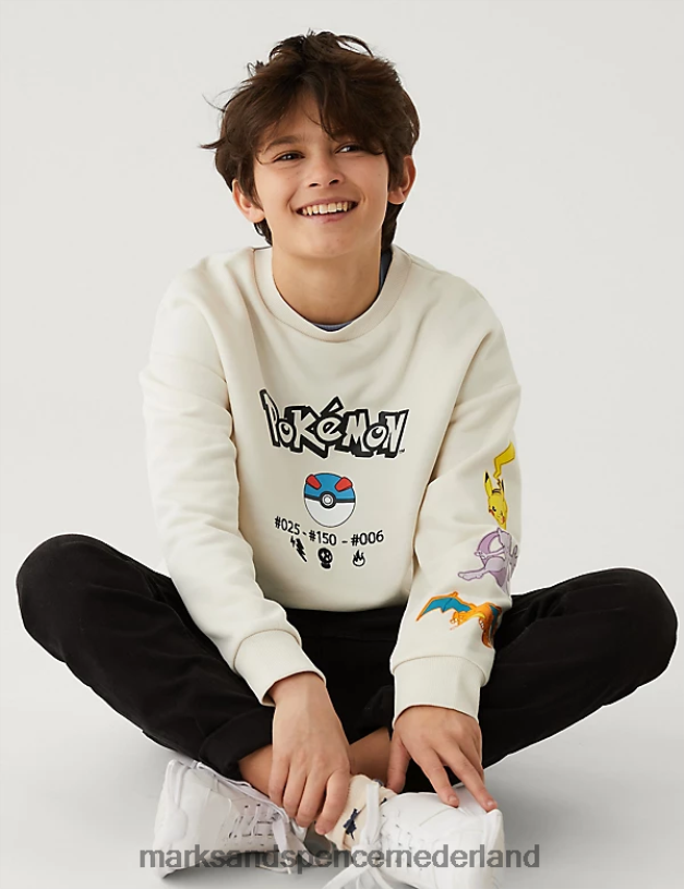 Marks & Spencer kinderen katoenrijk Pokemon-sweatshirt steen kleding N8VZP8281