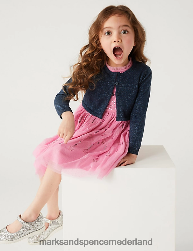 Marks & Spencer kinderen katoenrijk glittervest marine kleding N8VZP9804