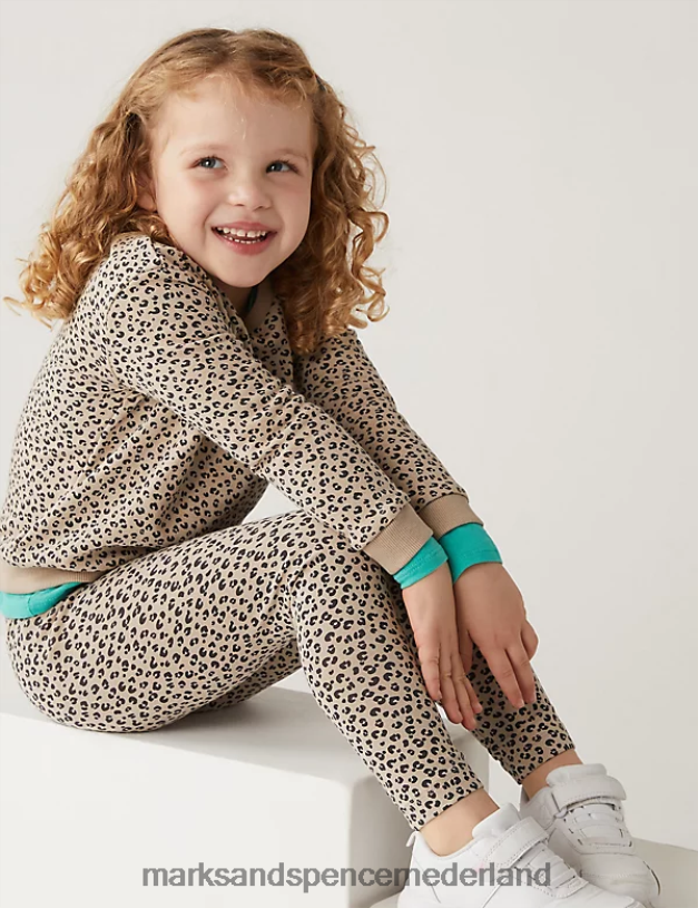Marks & Spencer kinderen katoenrijk sweatshirt met dierenprint beige kleding N8VZP9551