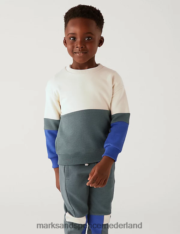 Marks & Spencer kinderen katoenrijk sweatshirt met kleurblokken multi kleding N8VZP8121