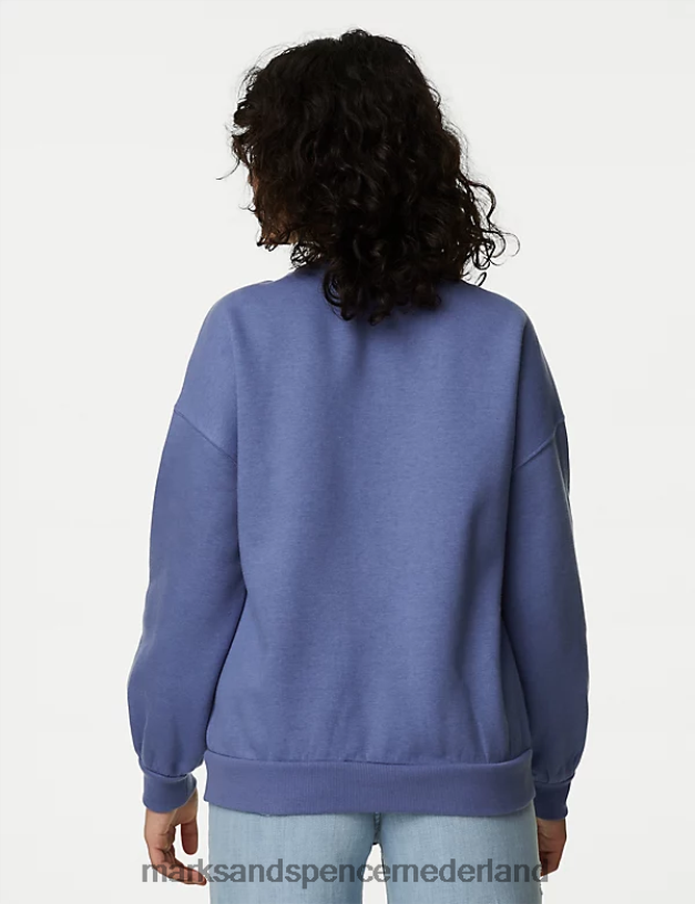 Marks & Spencer kinderen katoenrijk sweatshirt met slogan blauw kleding N8VZP9070