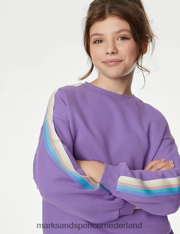 Marks & Spencer kinderen katoenrijk sweatshirt paars kleding N8VZP9037